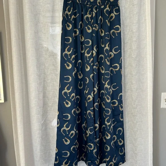 L’Agence Lillian Satin Pants with Horseshoe Pattern